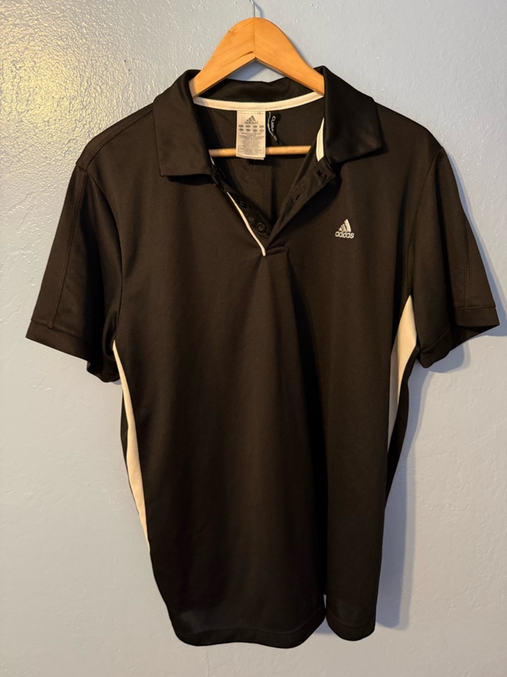 adidas Black Polo with White Side Panels
